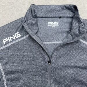 Ping Golf Mens Med Gray Heathered Quarter Zip Pullover Mock Neck Sleeve Pocket